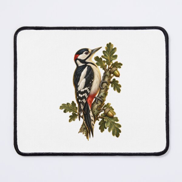 Item preview, Great Spotted Woodpecker | Vintage Botanical Oak Bird Art | Birdwatcher Gift designed and sold by Brackenlume Studio.