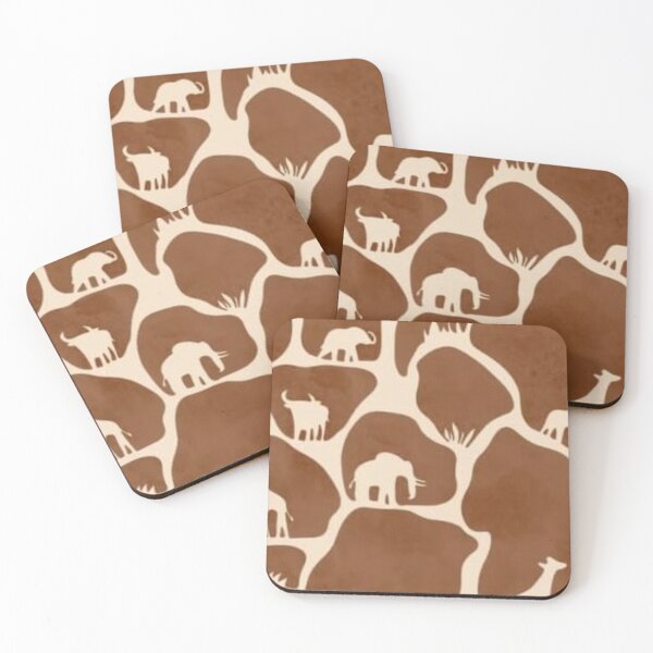 Item preview, African Safari Giraffe Print Pattern — Elephants Silhouettes Warm Brown designed and sold by LYAN-STORE.