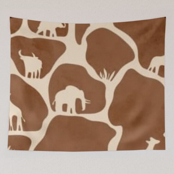 Item preview, African Safari Giraffe Print Pattern — Elephants Silhouettes Warm Brown designed and sold by LYAN-STORE.