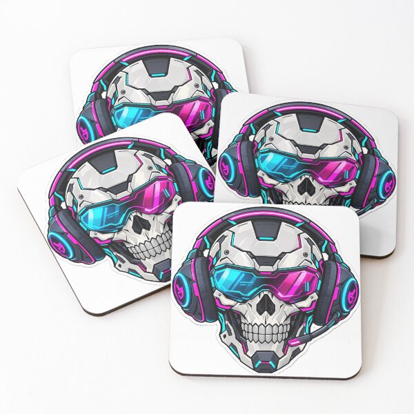 Item preview, Cyberpunk Gamer Skull With Headset Neon Gaming Sticker designed and sold by SnapStickerHub.