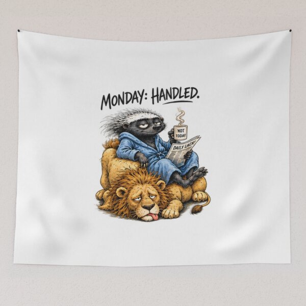 Item preview, Not Today Honey Badger Relaxing On Lion designed and sold by paintingnou.
