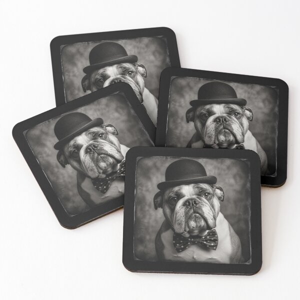 Item preview, English Bulldog in Bowler Hat and Polka Dot Bow Tie Vintage Gentleman Portrait designed and sold by HYPNK.