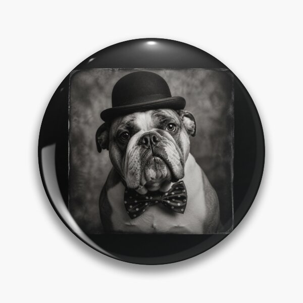 Item preview, English Bulldog in Bowler Hat and Polka Dot Bow Tie Vintage Gentleman Portrait designed and sold by HYPNK.
