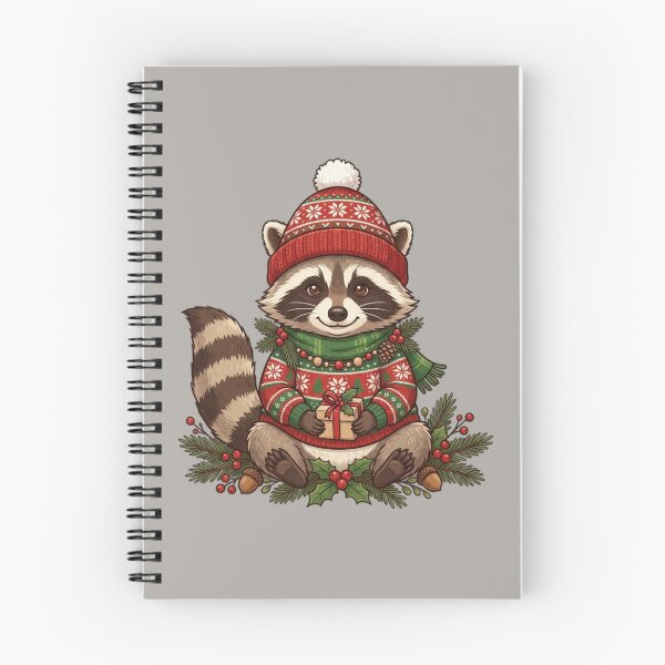 Item preview, Mapache navideño sosteniendo un regalo festivo designed and sold by PunchDrop.