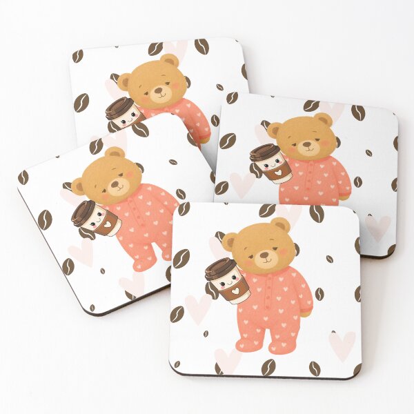 Item preview, Cute Teddy Bear With Coffee Kawaii Cozy Aesthetic Sticker designed and sold by TheDentalDoodle.