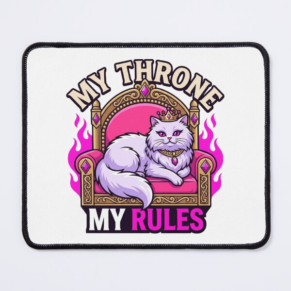 Item preview, My Throne My Rules Sassy Persian Cat Pink Throne Tiara Crowned Feline Boss Humor designed and sold by raedattia.