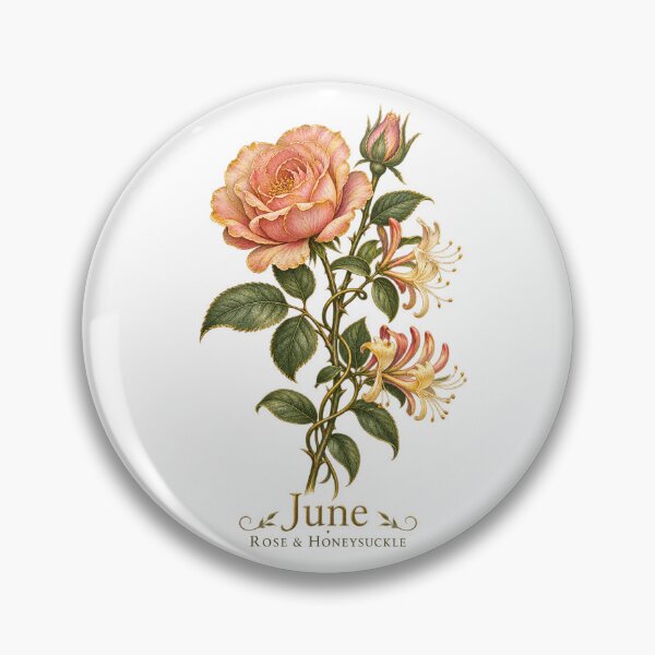 Item preview, June Birth Flower | Rose & Honeysuckle Botanical Art | June Birthday Gift designed and sold by Brackenlume Studio.