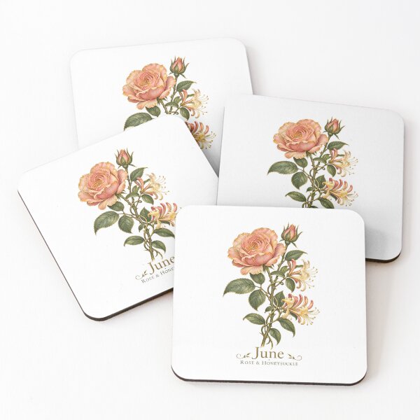 Item preview, June Birth Flower | Rose & Honeysuckle Botanical Art | June Birthday Gift designed and sold by Brackenlume Studio.