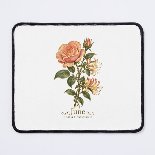 Item preview, June Birth Flower | Rose & Honeysuckle Botanical Art | June Birthday Gift designed and sold by Brackenlume Studio.