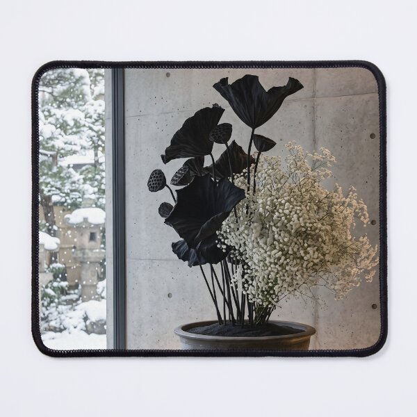 Item preview, Black Lotus Baby's Breath Ikebana Photography designed and sold by conohitoAI-ArtGallery.
