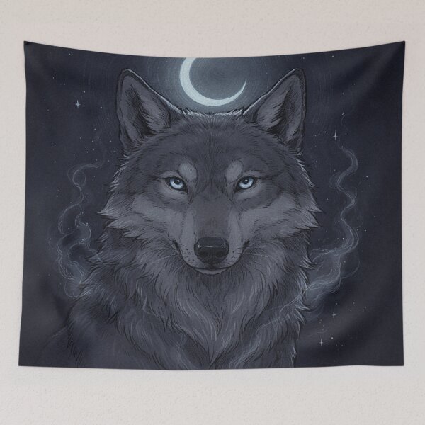 Item preview, Mystical Moon Wolf Spirit – Magical Wolf Fantasy Art designed and sold by JanjjaSoulInk.