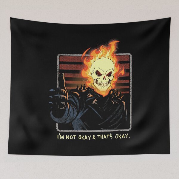 Item preview, Flaming Skull Thumbs Up Im Not Okay Thats Okay Meme Design designed and sold by Morbiusshop.