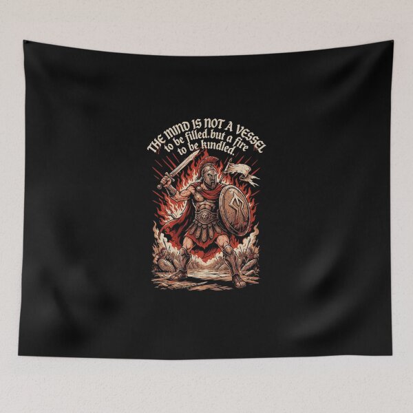 Item preview, Mind Is Not A Vessel Fire To Be Kindled Spartan Warrior designed and sold by Enea Kelo.