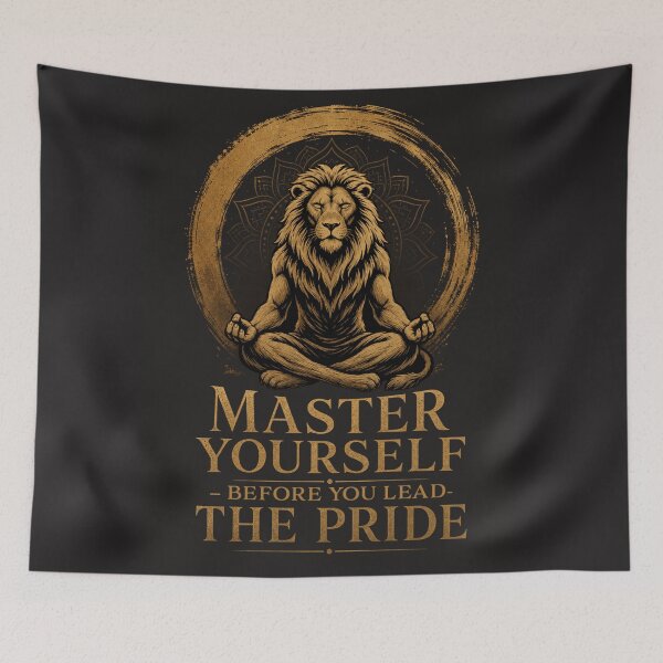 Item preview, Master Yourself Before You Lead The Pride Lion Meditation Quote Design designed and sold by Bennie Singh.