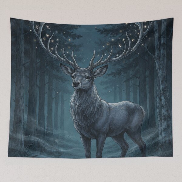 Item preview, Mystical Moon Deer Spirit – Celestial Forest Fantasy designed and sold by JanjjaSoulInk.