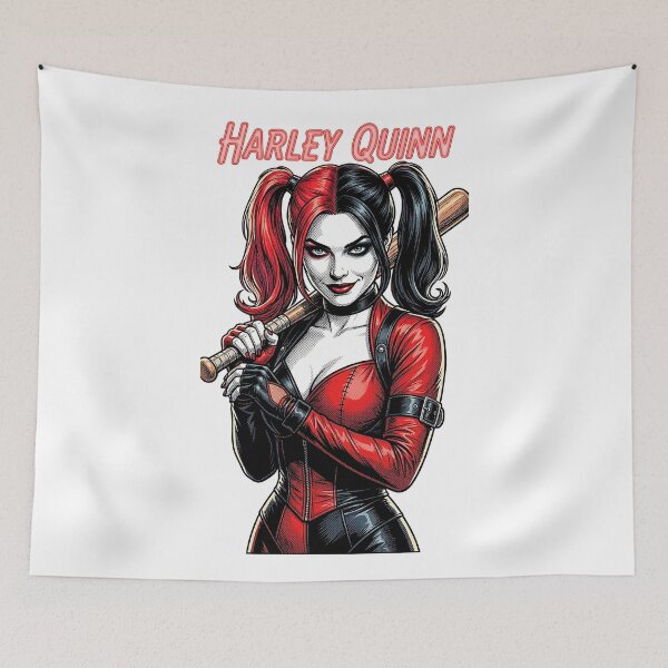 Item preview, Illustrated portrait of Harley Quinn with her bat designed and sold by MaxPhoto67.