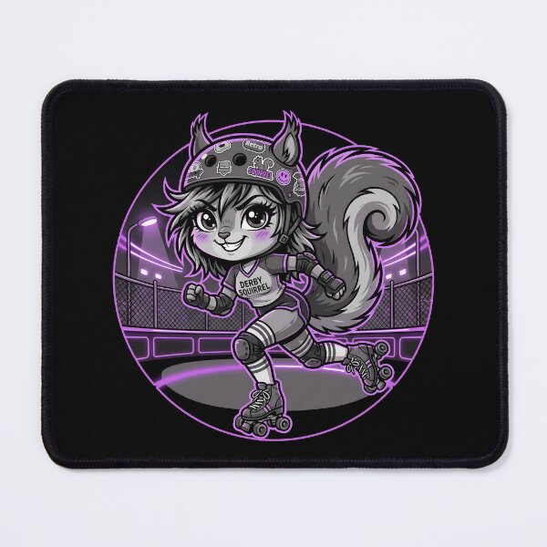 Item preview, 80s Tomboy Roller Derby Squirrel - Electric Violet Stencil Chibi designed and sold by CaliLuminos.