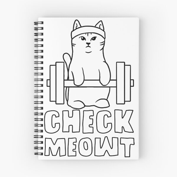 Item preview, Check Meowt Funny Gym Cat Lifting Weights Pun Line Art designed and sold by Hilal-Studio.