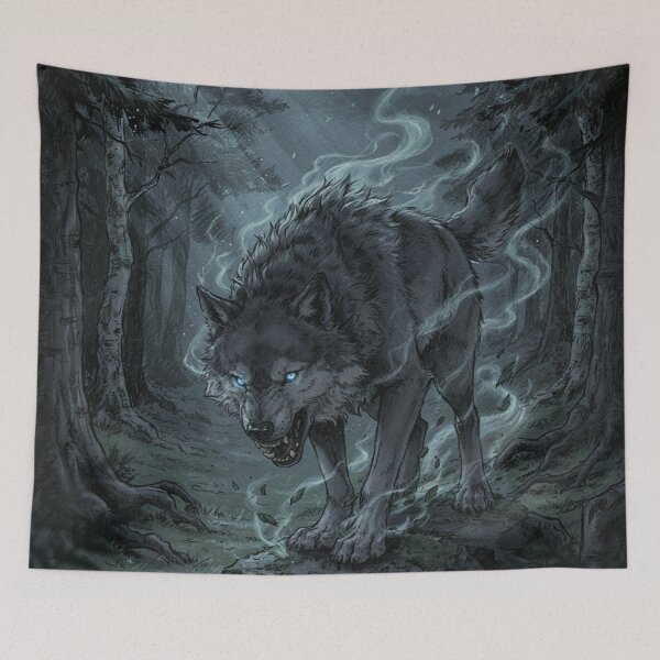 Item preview, Shadow Wolf Spirit – Dark Mystical Wolf Fantasy Art designed and sold by JanjjaSoulInk.