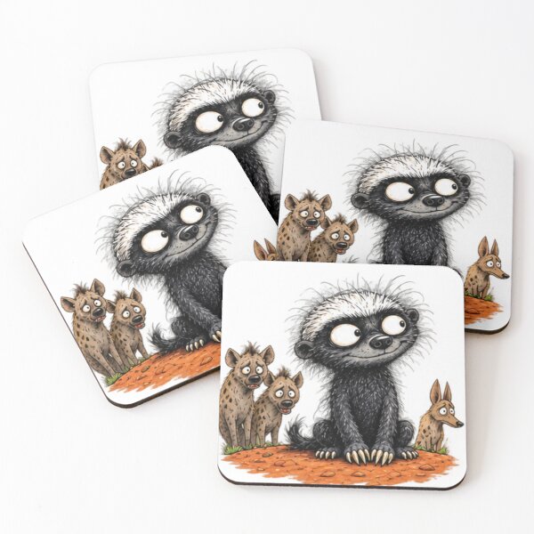 Item preview, Smug Honey Badger And Nervous Hyenas designed and sold by paintingnou.