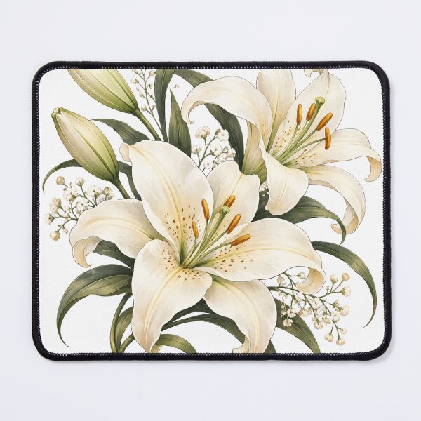 Item preview, Beautiful Cream White Lilies with Delicate Botanical Foliage. designed and sold by MissYouONLY.