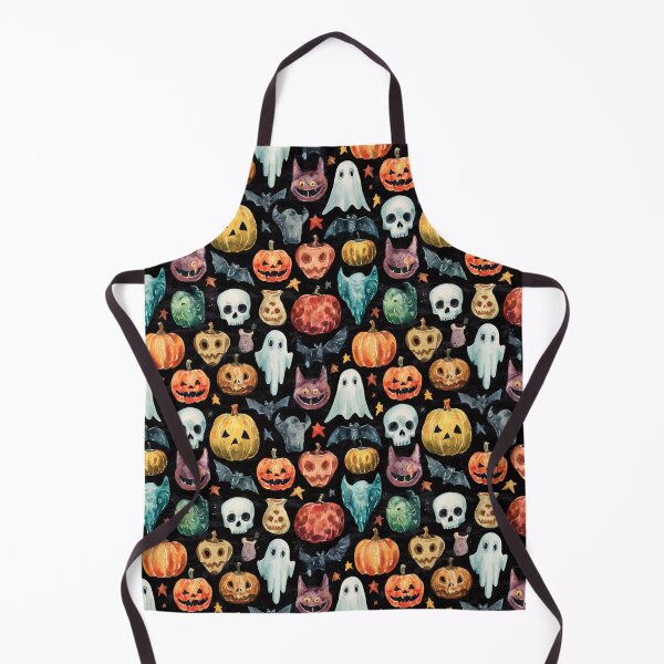 Item preview, Vintage Watercolor Pumpkin Ghost Halloween Pattern Art designed and sold by MerchPublic Studio.