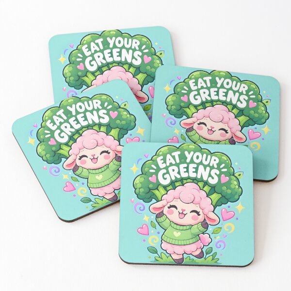 Item preview, Cute Pink Sheep Eat Your Greens Broccoli designed and sold by Pure Craft.