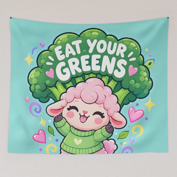 Item preview, Cute Pink Sheep Eat Your Greens Broccoli designed and sold by Pure Craft.