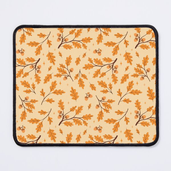 Item preview, autumn pattern with yellow oak leaves and acorns on light background designed and sold by burbura.
