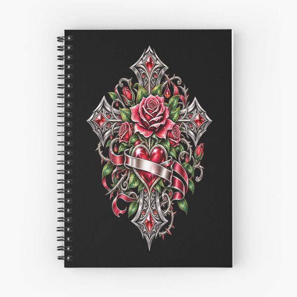 Item preview, Gothic Sacred Love Cross – Rose Heart designed and sold by TroviTutto.