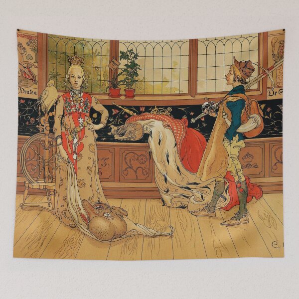 Item preview, St George Wall Art, Medieval Knight and Princess Print, Carl Larsson Fairy Tale Illustration designed and sold by RickE.