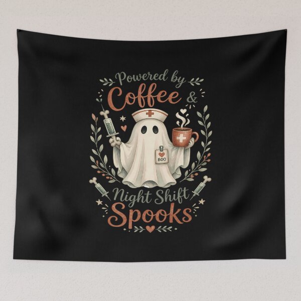 Item preview, Ghost Nurse – Powered by Coffee & Night Shift Spooks designed and sold by Art-Arcade6.