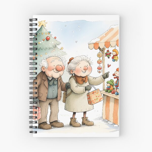 Item preview, Grandma & Grandpa at the Christmas Market Whimsical Illustration designed and sold by Connys Colorful World.