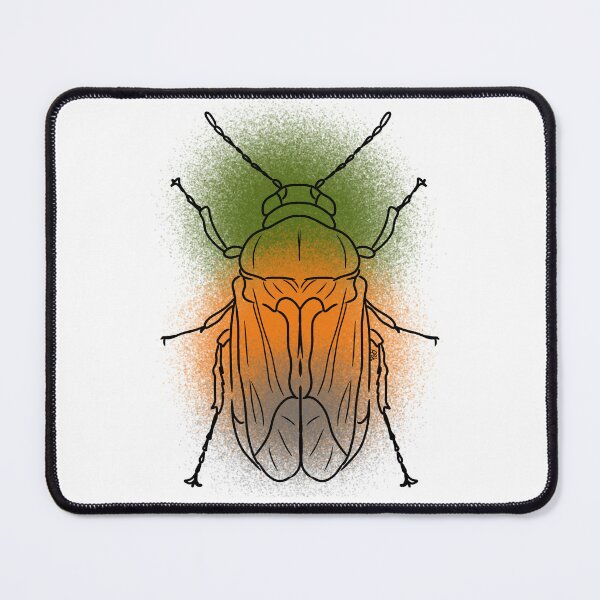Item preview, Vibrant Jewel Scarab Beetle Line-art (Orange, Green & Grey) designed and sold by Burnt_Pikachu.
