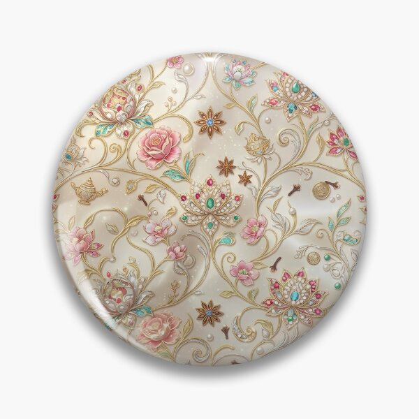Item preview, Mystic Silk Road Royal Blossom Ethnic Seamless Pattern: Elegant Pastel & Gold Aesthetic Art Print, Poster & Home Decor designed and sold by SOOstudio73.