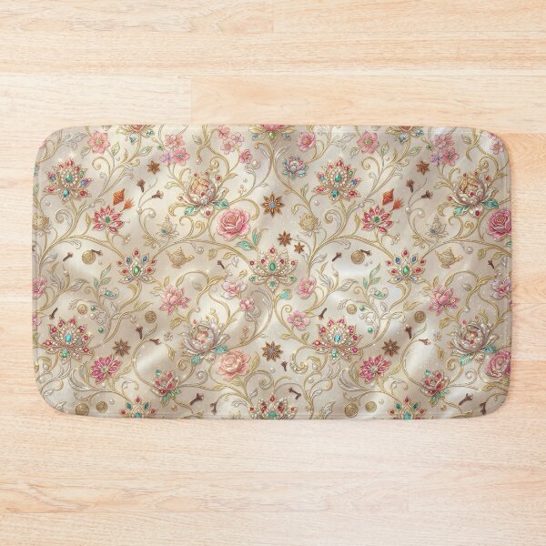 Item preview, Mystic Silk Road Royal Blossom Ethnic Seamless Pattern: Elegant Pastel & Gold Aesthetic Art Print, Poster & Home Decor designed and sold by SOOstudio73.