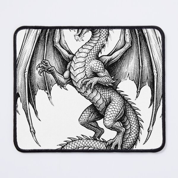 Item preview, Rearing Dragon - Bold Wing Frame Ink Illustration designed and sold by DragonSerpent Ink.