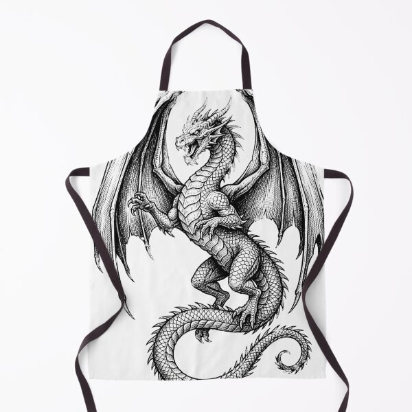 Item preview, Rearing Dragon - Bold Wing Frame Ink Illustration designed and sold by DragonSerpent Ink.