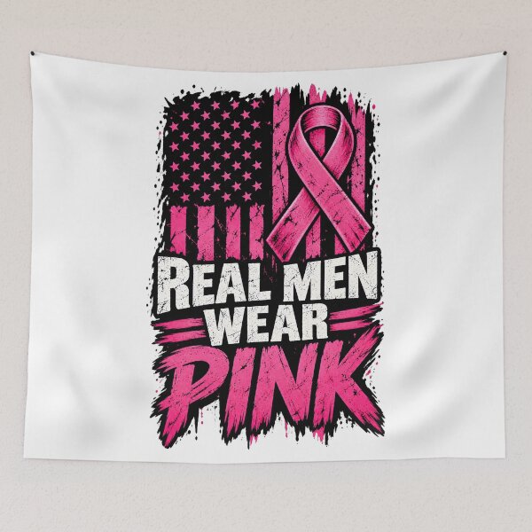 Item preview, Real Men Wear Pink American Flag Breast Cancer Awareness Distressed designed and sold by UniversPlant | Blooming with Hope.