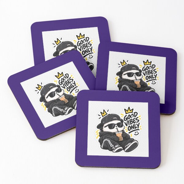 Item preview, Good Vibes Only Panda Sticker – Cool Panda with Boba Tea designed and sold by AkiCreativeHub.