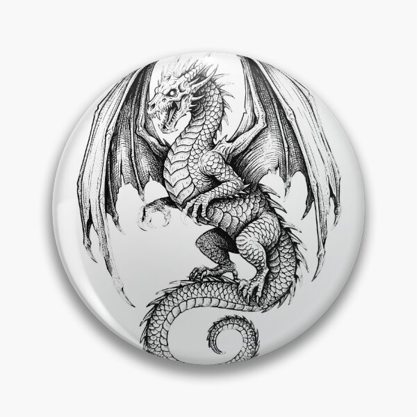 Item preview, Battle-Worn Rearing Dragon - Torn Wing Ink Illustration designed and sold by DragonSerpent Ink.