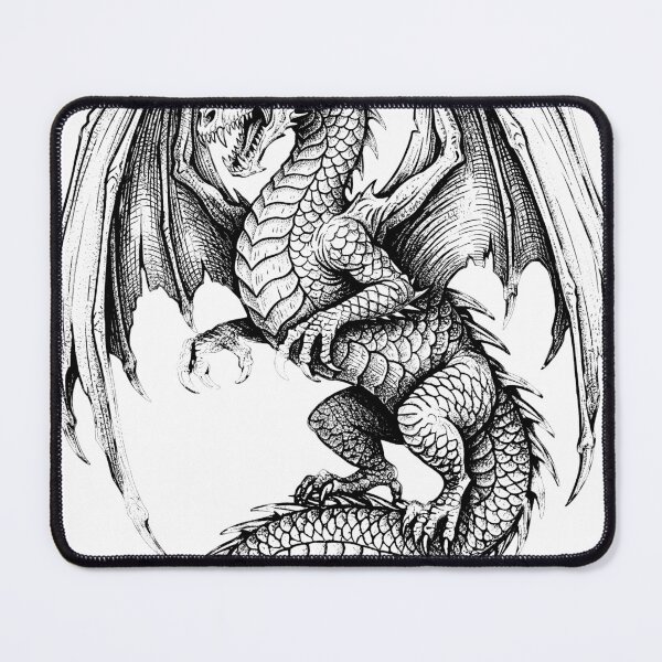 Item preview, Battle-Worn Rearing Dragon - Torn Wing Ink Illustration designed and sold by DragonSerpent Ink.