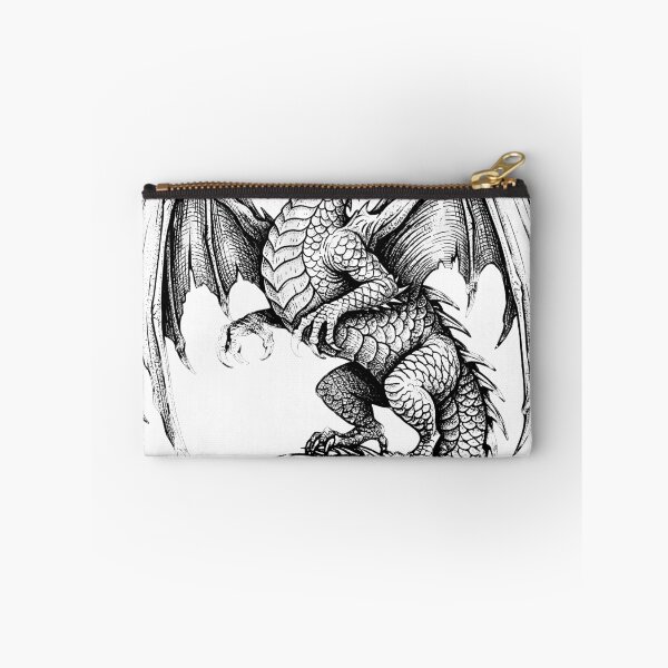 Item preview, Battle-Worn Rearing Dragon - Torn Wing Ink Illustration designed and sold by DragonSerpent Ink.