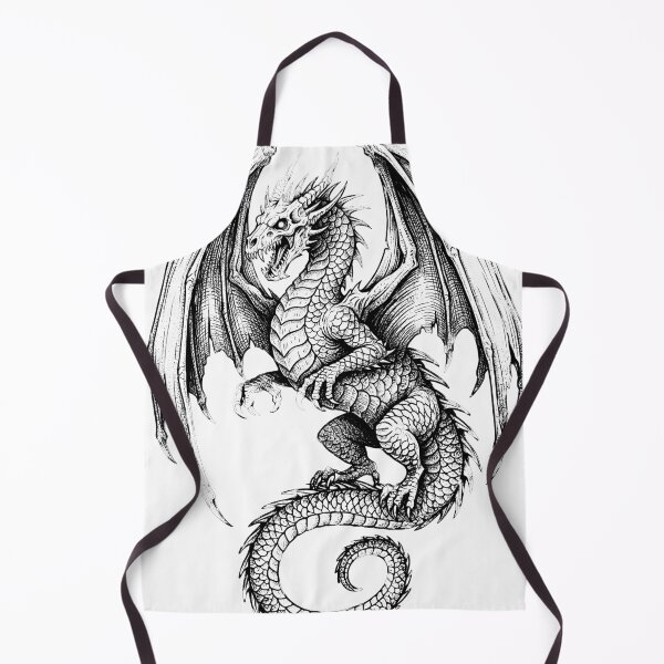 Item preview, Battle-Worn Rearing Dragon - Torn Wing Ink Illustration designed and sold by DragonSerpent Ink.