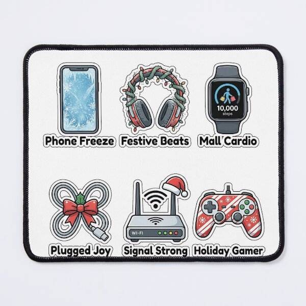 Item preview, Funny Holiday Tech & Gadget Sticker Pack - Winter Gamer Puns designed and sold by SimpleP.