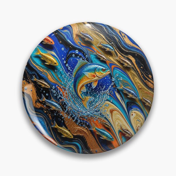 Item preview, Golden Koi Fish Crest - Mystical Ocean Emblem Fluid Art designed and sold by Breezes-of-Ida.