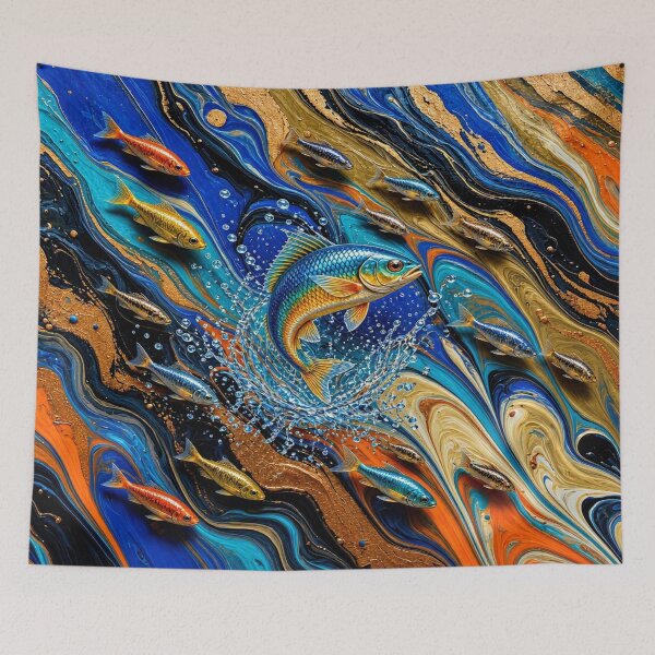 Item preview, Golden Koi Fish Crest - Mystical Ocean Emblem Fluid Art designed and sold by Breezes-of-Ida.