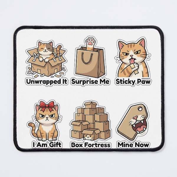 Item preview, Mischievous Cat Gift Unwrapping Sticker Pack - Naughty Cat Present Puns designed and sold by SimpleP.