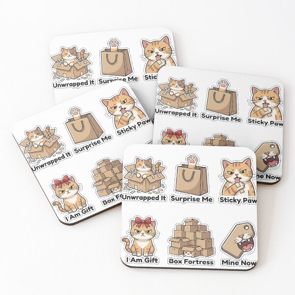 Item preview, Mischievous Cat Gift Unwrapping Sticker Pack - Naughty Cat Present Puns designed and sold by SimpleP.