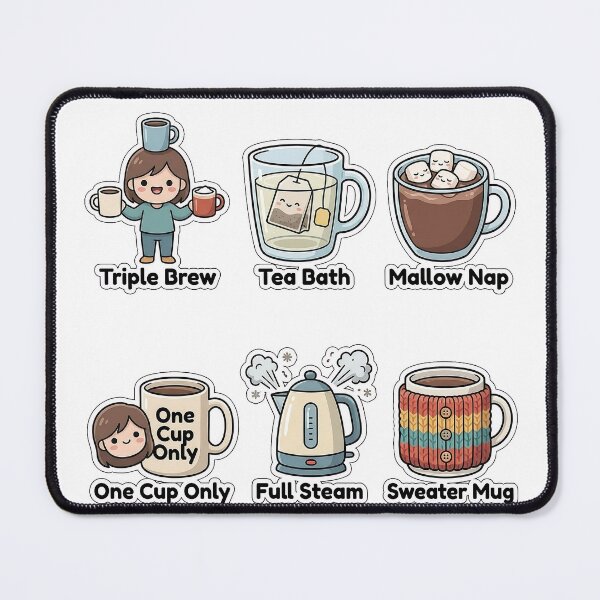 Item preview, Relatable Hot Beverage Overload Sticker Pack - Cocoa & Tea Puns designed and sold by SimpleP.